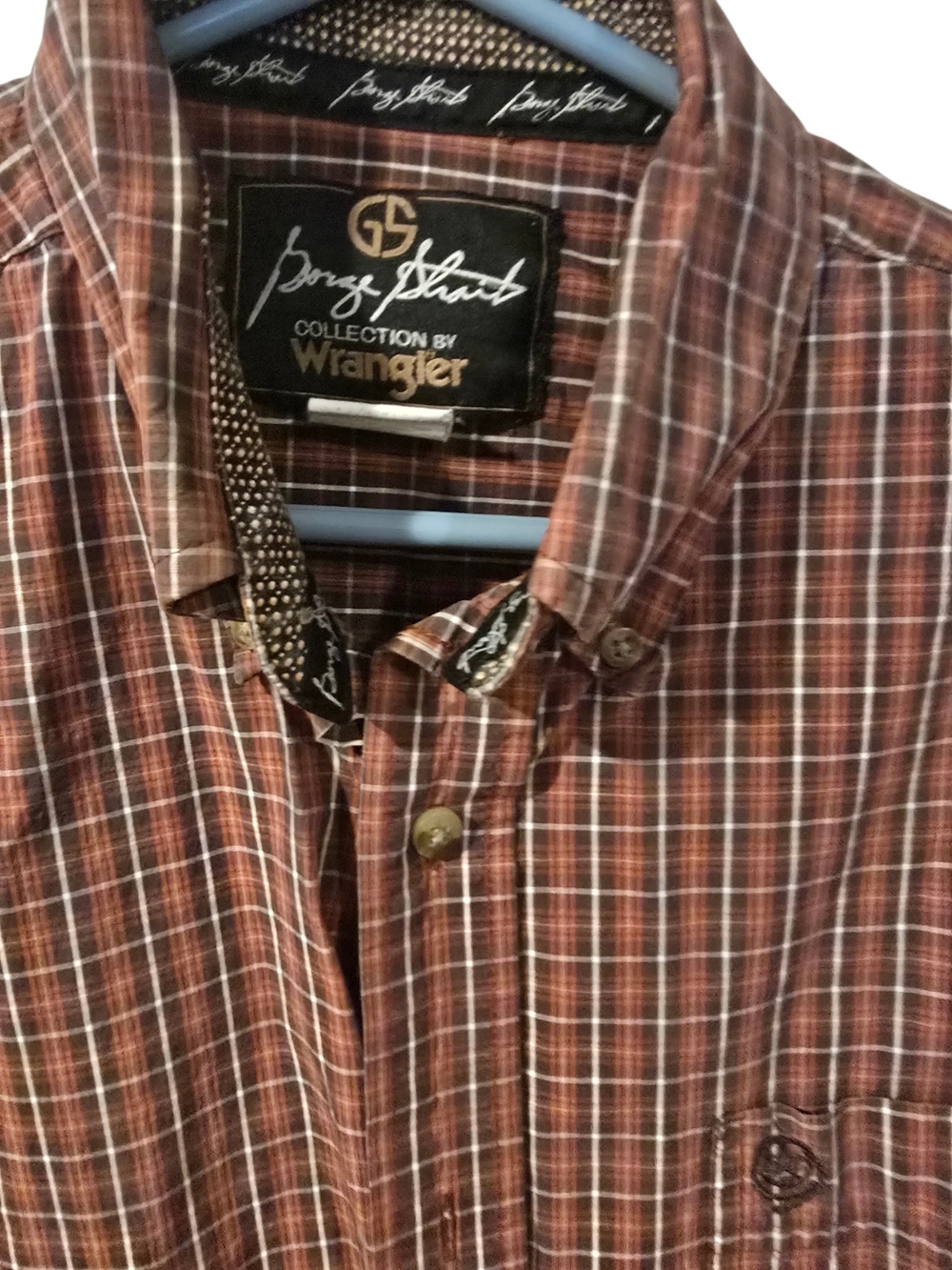 George Strait Collection by Wrangler Plaid Western Button Down Shirt Men's Large - Picture 3 of 5